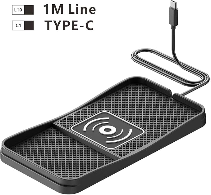 Car Wireless Charger Pad for Jeep Cherokee Commander Compass Liberty 2000-2025, Fast Car Wireless Charging Pad for Car Center Console, Non Slip Charging Mat,1M-Type C