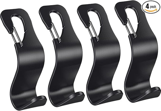 4 Pack Car Back Seat Headrest Hook Hanger for Purse Grocery Bag Handbag Hat