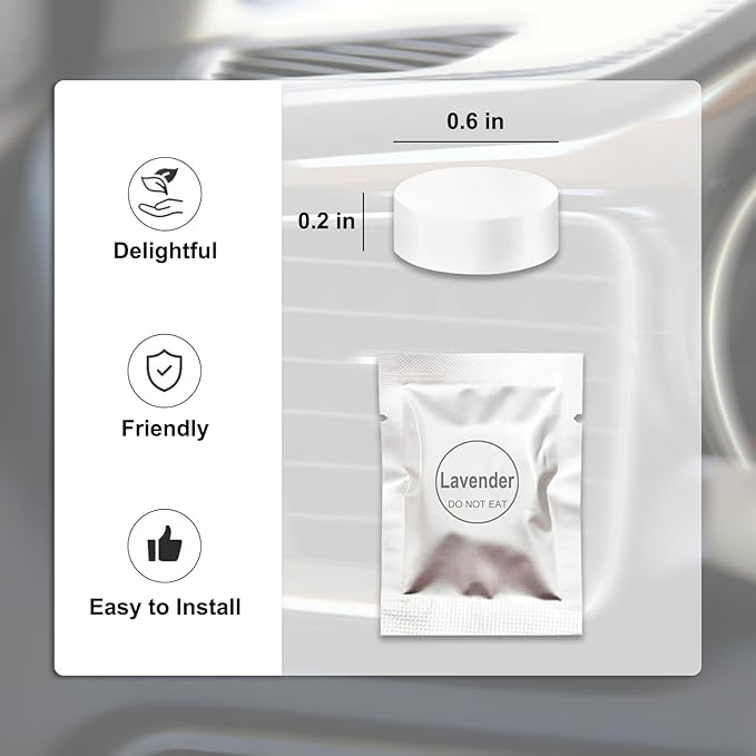 24 Pack Lavender Car Air Freshener Refills, Car Air Vent Clip Freshener Replacement Pads, Solid Fragrance Scent Refill Tablets