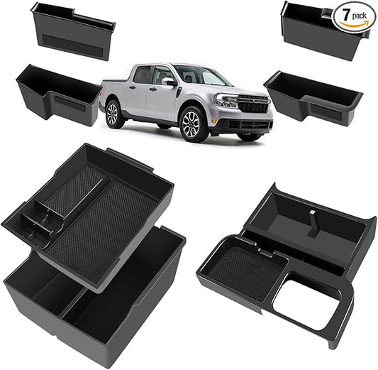 7pcs Center Console Storage Organizer Sunglass Holder for Ford Maverick 2022-2026, with Door Handle Storage Organizer, Center Console Armrest Organizer Set Fit Maverick Accessories