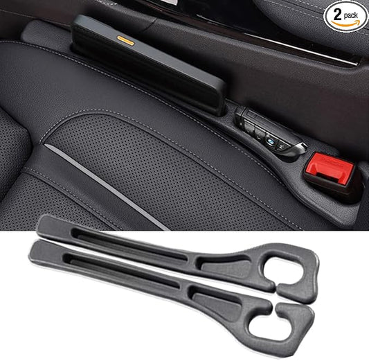 Car Seat Gap Filler Organizer Universal Fit Car SUV Truck Console Side Plug Strip Stopping Phone Key from Falling, Pack of 2 Black (Black)