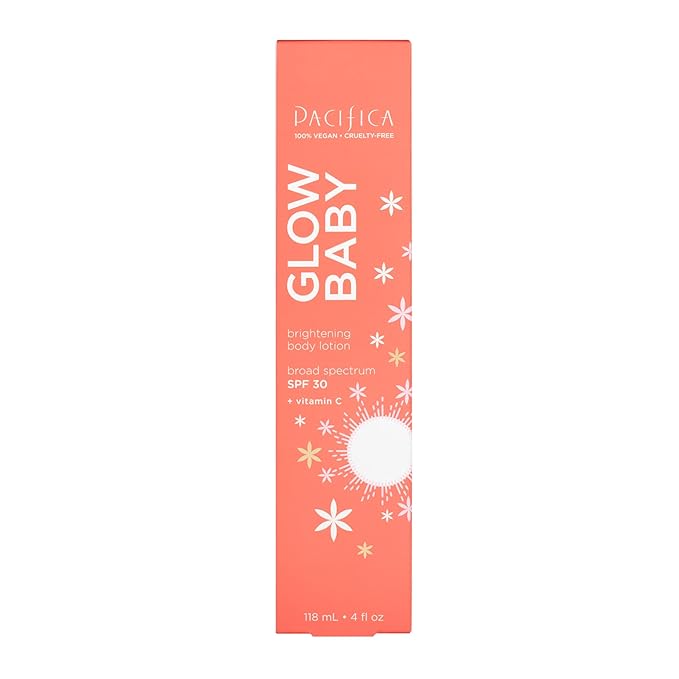 Pacifica Glow Baby Vitamin C SPF 30 Body Lotion – Brightening Daily Moisturizer + Broad Spectrum Sun Protection, Hydrating No White Cast Sunscreen for Glowing Skin, Clean Vegan & Cruelty-Free Skincare