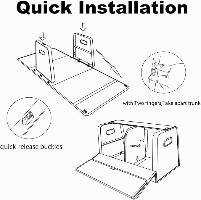 GMQ Trunk Organizers for Car,Car Organizers and Storage for SUV,Magnetic Lid with Collapsible Storage, Large Capacity for SUV, Truck, MPV (L-21.5×13×12.5 IN)
