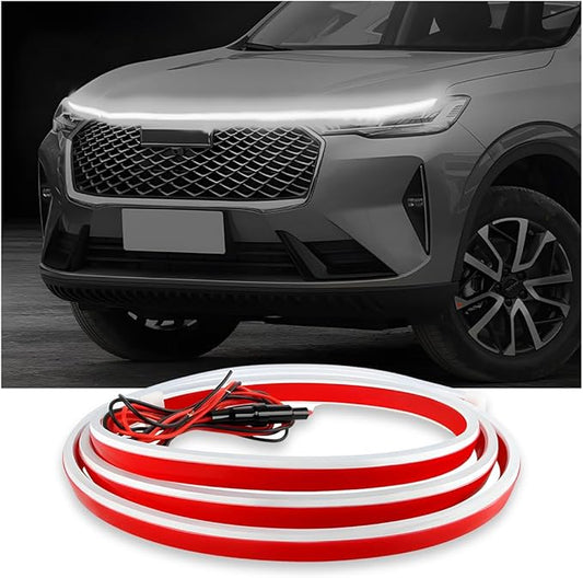 Car Hood Light Strip, 59 Inches Flexible DRL Dynamic Scan Start up Hoodbeam Kit, Waterproof 12V LED Headlight Strips Engine Cover Decoration, Exterior Car Accessories