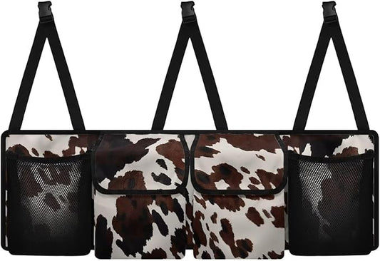 Car Trunk Organizer Brown Cow Spots Hanging Cargo Storage Bag Sturdy Trunk Storage Bag for SUV,Truck,Van