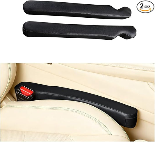 2PCS Car Seat Gap Filler, Microfiber Leather Vehicle Seat Crevice Plug Blocker to Stop Things from Dropping, No-Drop Automotive Gap Guard Stopper, Universal for Vehicles (Black)