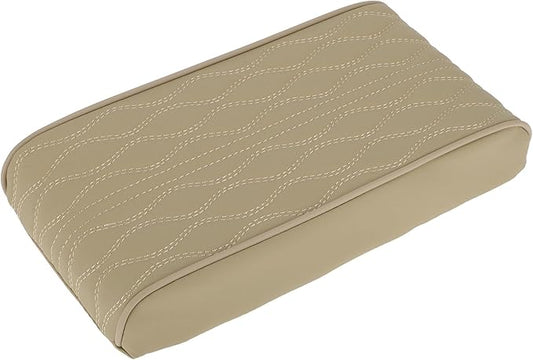 Center Console Cushion Pad 12.59"x6.69" Center Console Cover Armrest Seat Box Cover Faux Leather Beige