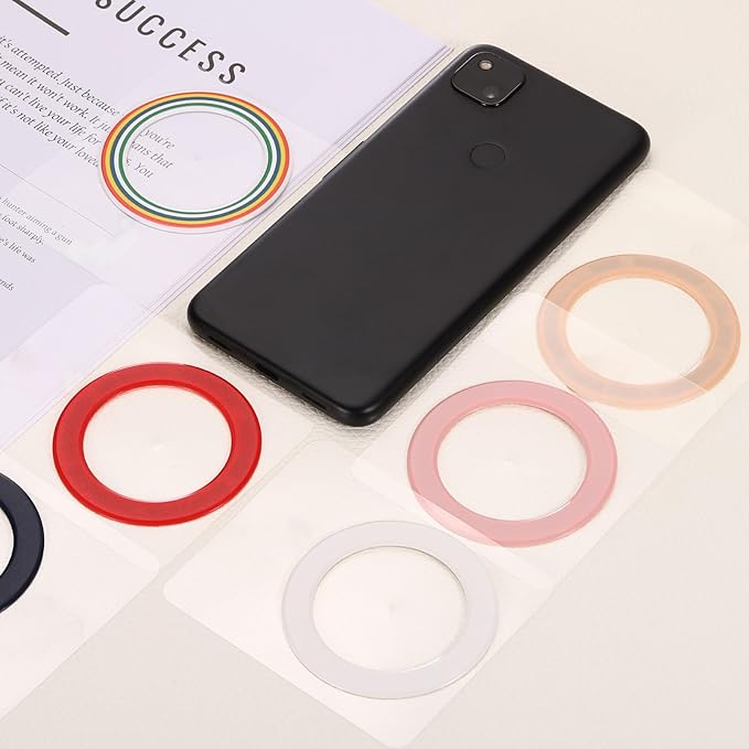 uxcell Magnetic Adapter Ring, 2Pcs Magnetic Sticker Ring ABS Universal Magnet Wireless Charging Conversion Kit for Mobile Phone Case Wireless Charger, Pink