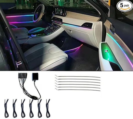 Car Interior led Ambient Lighting, Symphony RGB Car LED Strip Light, 6 in 1 with 204 inches Acrylic Fiber Optic, Multicolor Ambient Lighting Kits, Music Sync Rhythm,Sound Active Function