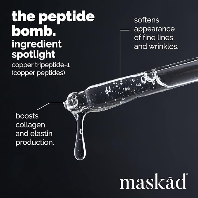 MASKĀD® Advanced Anti-Aging Multi-Peptide Enriched Facial Serum, Peptide Serum to Support Skin Appearance, Fine Lines, & Hydration, Collagen-Focused Care, Clean, Gentle Skin Care, Extra Large 2oz