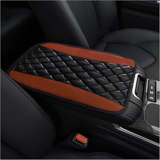 Car Center Console Cushion Pad, PU Leather Waterproof Auto Armrest Box Cover Protector, Comfortable Armrest Seat Box Cover Mat, Universal Car Accessories for SUV Truck (Coffee)
