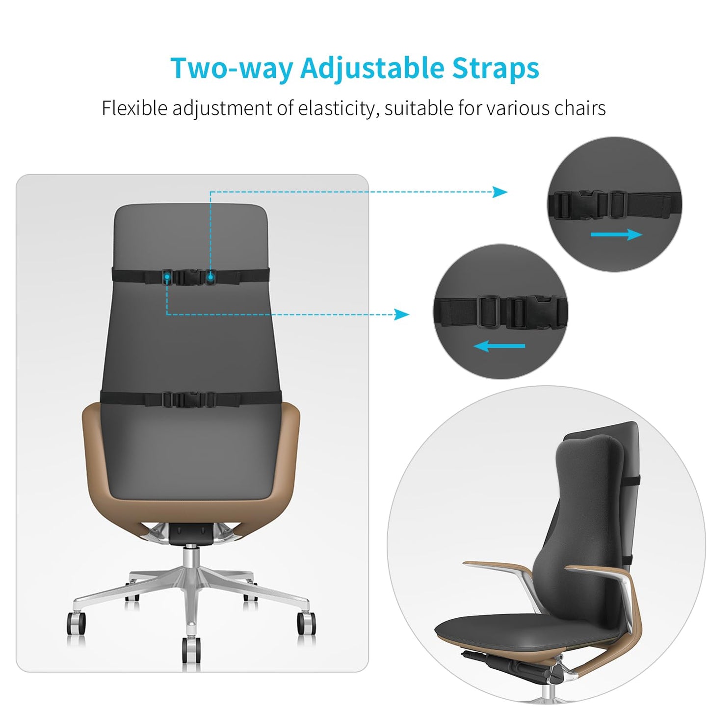 HANQIMER High Back Support Pillow for Office Chair Fully Support Entire Back for Pain Relief and Comfort - Memory Foam Lumbar Support Pillow for Office Chair,Computer,Recliner