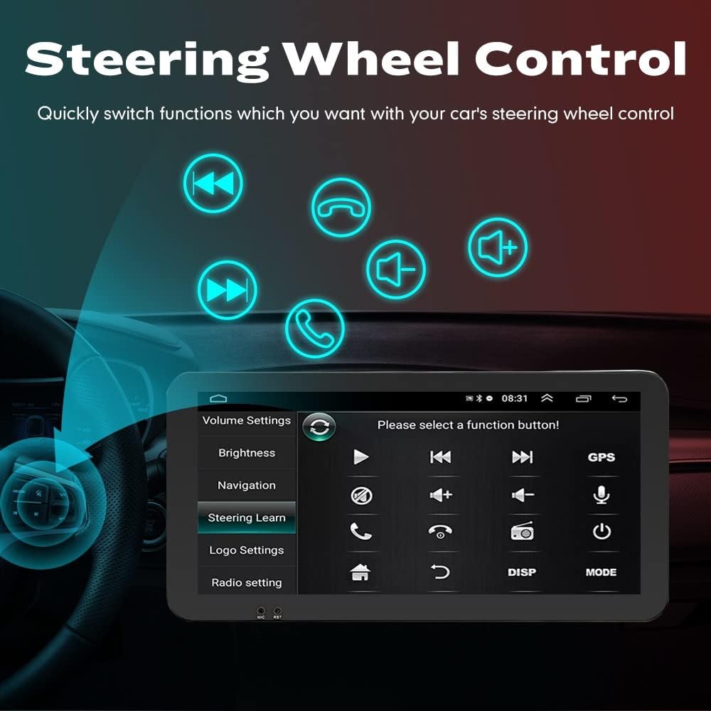Kunfine Car CarPlay Android Auto Navigation Stereo GPS Radio Reverse Camera Display 10.33" QLED Touchscreen Headunit Tablet Pad Media Player For Peugeot 301 13-22 if Applicable Octa Core 2G+32G Silver