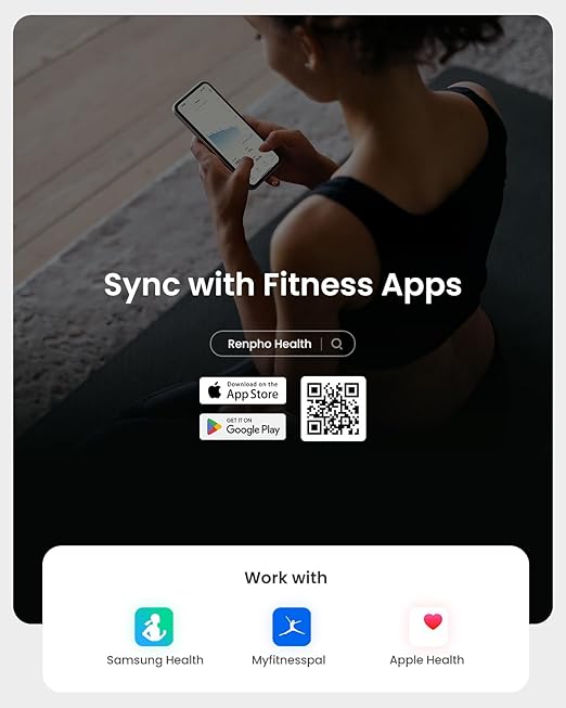 RENPHO Smart Scale with BMI, Body Fat, Muscle Mass, Bluetooth Scale for Body Weight, FSA HSA Store Eligible, 13 Metrics with Large VA Display, Support App Connection, Black, Elis 2X