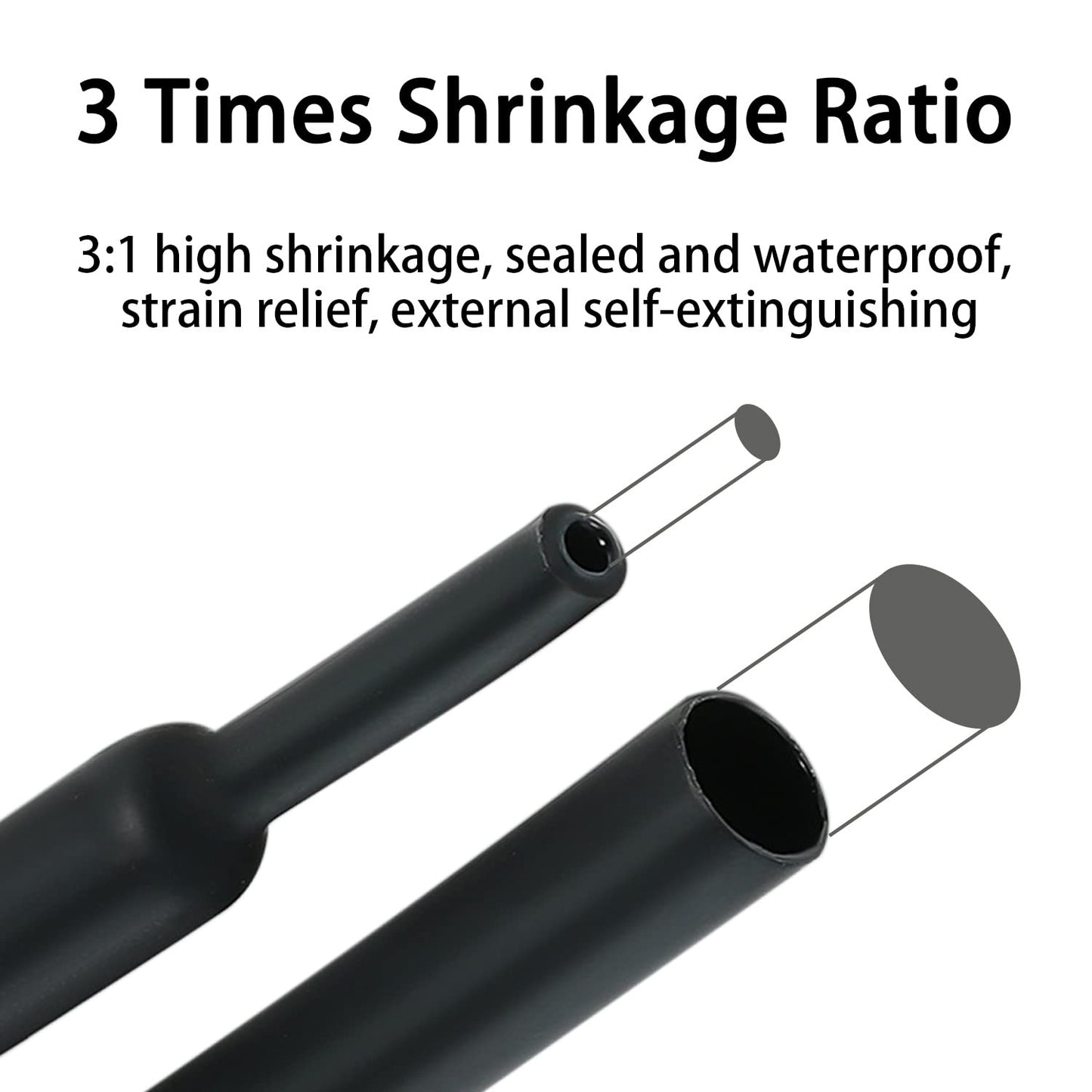 3:1 Ratio Heat Shrink Tubing Roll Adhesive Lined Industrial Marine Grade Dual Wall Heat Shrink Tube Waterproof and Sealed Black (1-1/4 inches(30 mm), 30 Feet)