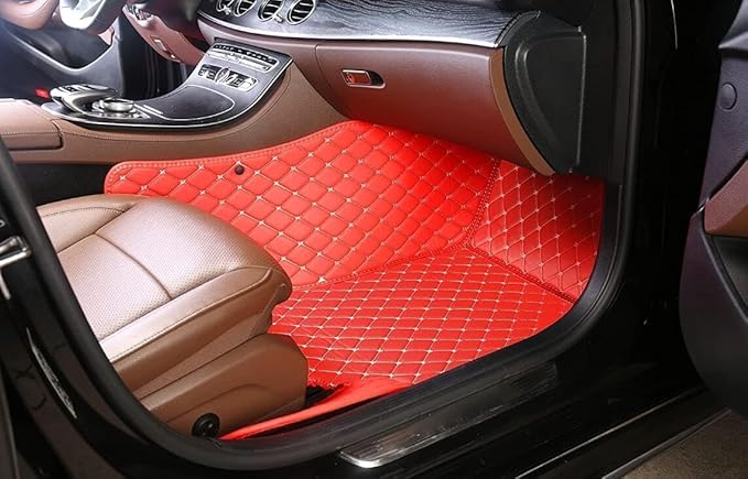 Custom Personalized Floor Mats for Cars，Luxury Full Coverage All Weather Car Floor Mats，Anti-Slip Leather Car Mat Set ，Custom Floor Mats for 99% of Cars, Trucks & SUVs (Purple Black)