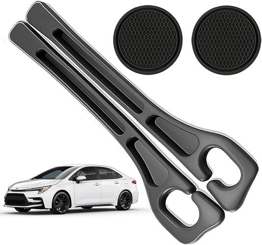 Car Seat Gap Filler Organizer Compatible with Toyota Corolla Accessories Seat Gap Plug Blocker with Storage Slot Non-Slip Car Cup Holder Coaster Black