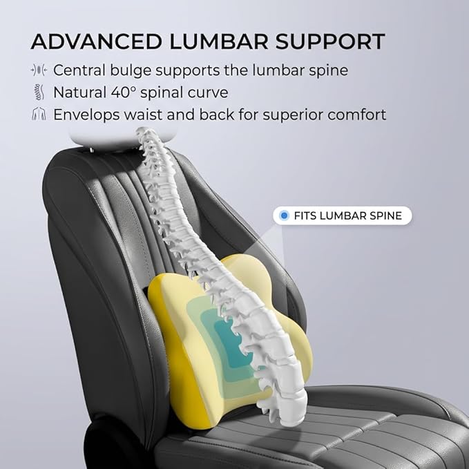 Car Headrest Pillow & Lumbar for Audi RS3 8YA Sedan 2021-2024, Car Seat Neck Pillow Back Support, Breathable All-Season Automotive Seat Cushions, 2PCS,B Gray
