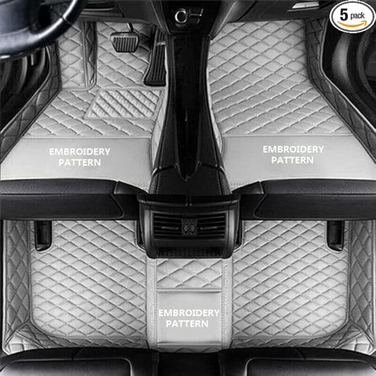 Car Floor Mats for 99% Cars, Trucks and SUVs Full Coverage Pads Protection Non-Slip Leather Floor Liners (Gray)