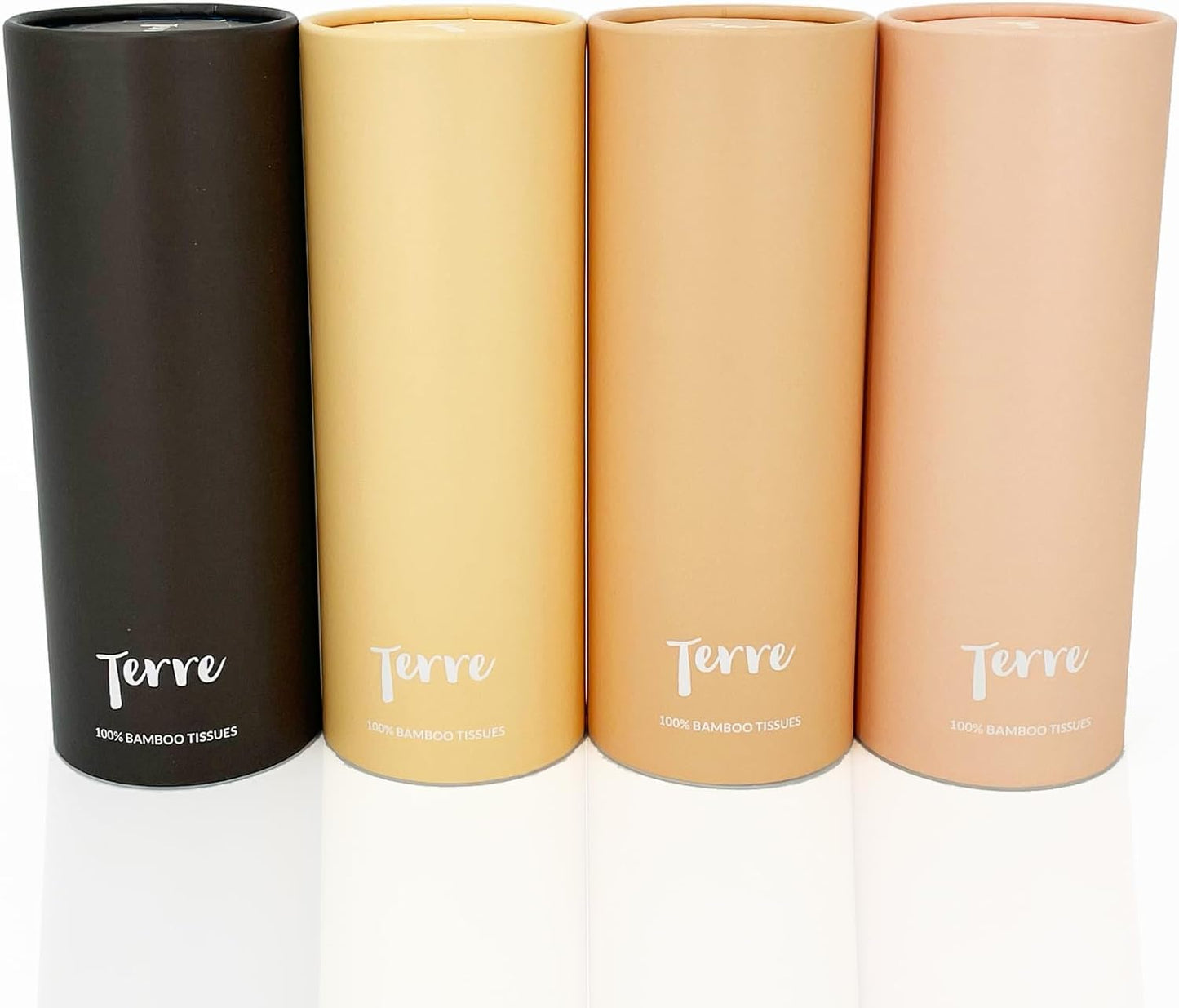 Terre Bamboo Car Cylinder Tissues, 3-Ply, Unbleached, Refillable, 4 Pack (200 Sheets Total), FSC-Certified, Facial Travel Tissues, Eco-Friendly, Tree-Free, Compostable, Strong & Sustainable