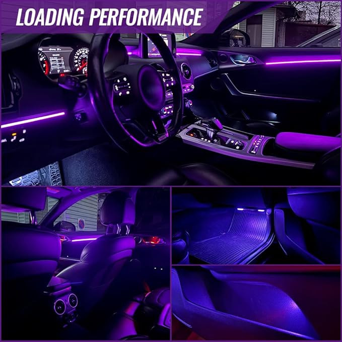 Acrylic Ambient Lighting Car Interior, 10 in 1 Dream Color Acrylic Led Strips Fiber Optic Lights Kit with APP USB Hub,Flexible Dynamic Neon Music Sync Emotion Glow Footwell Lighting for Car
