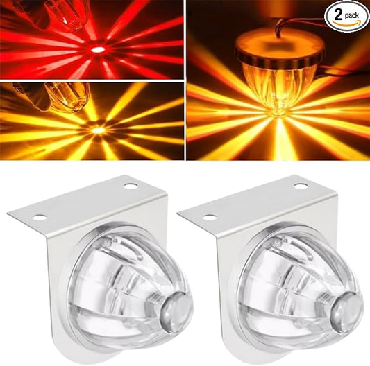 2PCS Dual Revolution LED Watermelon Lights with Bracket, Semi Truck Marker Lights with 3 Color Modes, Super Bright Star Watermelon LED Light, Universal Underglow Light for Trucks (Red and Amber)