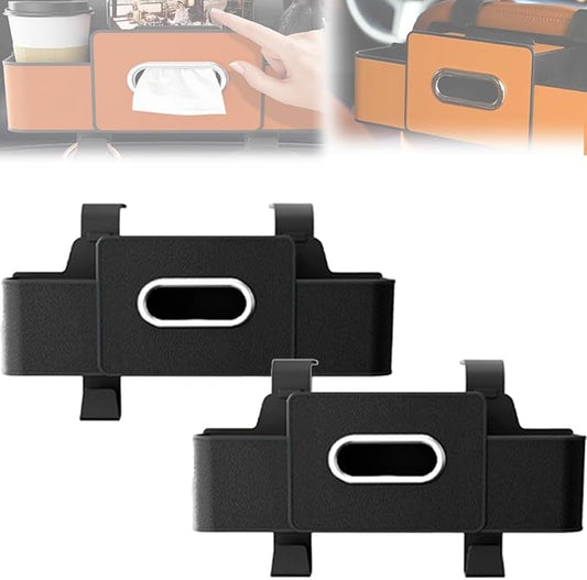 Car Multifunctional Seat Back Waterproof Storage Bag, Multifunctional & Waterproof Car Back Seat Organizer with 2 Cup Holders&Hooks, Hanging Storage Box for Most Cars (2pcs C)