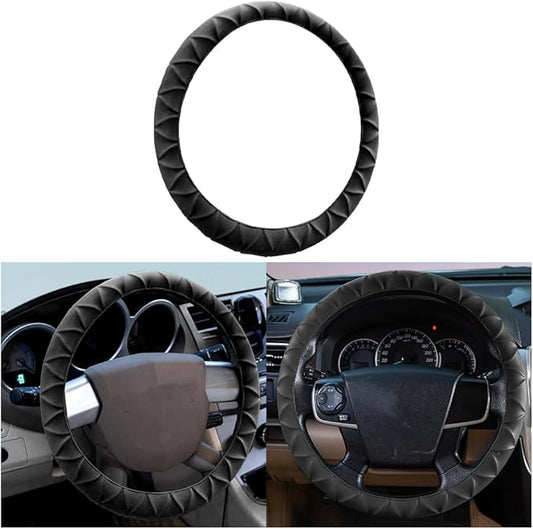 Car Steering Wheel Cover, Anti-Slip Soft Silicone Automotive Steering Wheel Protector, Comfortable Vehicle Steering Wheel Protective Accessories, Universal for RV, SUV, Truck (Black)