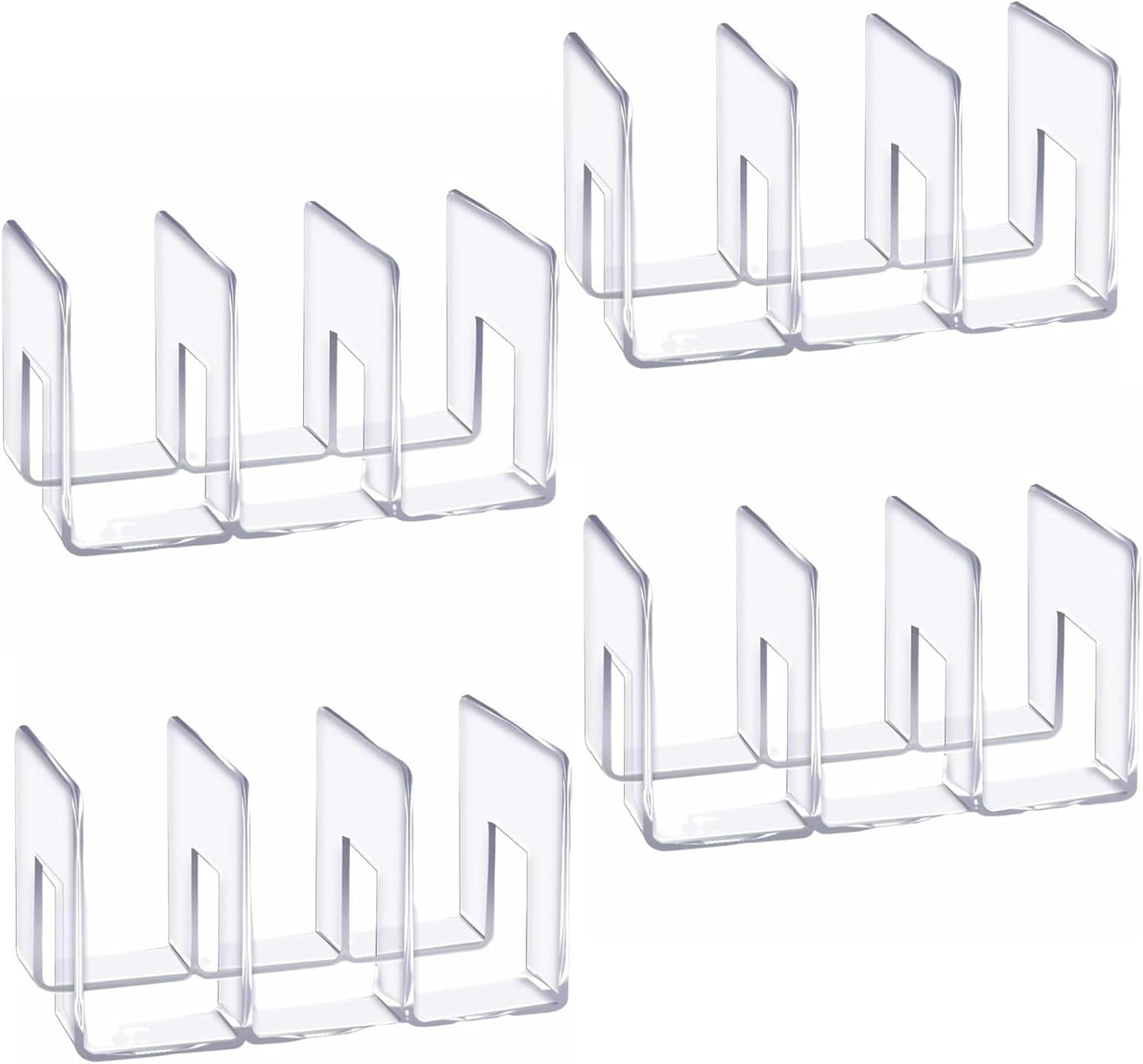 4PCS 3 Sections (Wide 4.2inch) Wallet Organizer for Closet, Handbag Storage, Bookshelves, Bag Organizer, Acrylic Desktop File Organizer, Desktop Accessories Organizer (Clear)