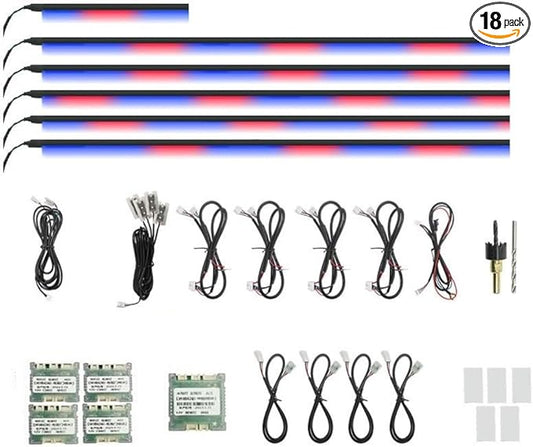 Car Interior LED Light Kit, 14-in-1 Ambient Lighting Strips, RGB Optical Fiber, Multiple Colors