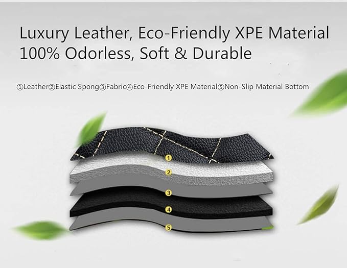 Custom Making Car Floor Mats for 95% Sedan SUV Sports Car Full Coverage Cute Men Women Pads Protection Non-Slip Leather Floor Liners (Black Strips)
