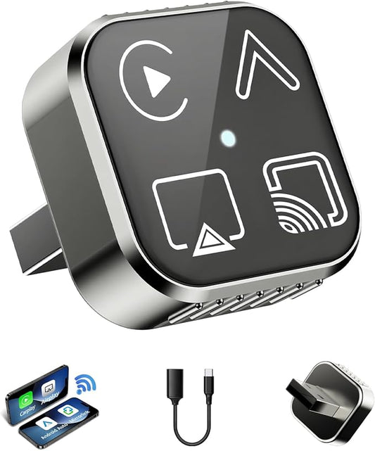 2026 4-in-1 Mini Wireless CarPlay & Android Auto Adapter Support AirPlay/MirrorLink, Convert Wired to Wireless, Auto-Connect for Daily Commute, 5.8GHz Stable Connection, Plug & Play Dongle