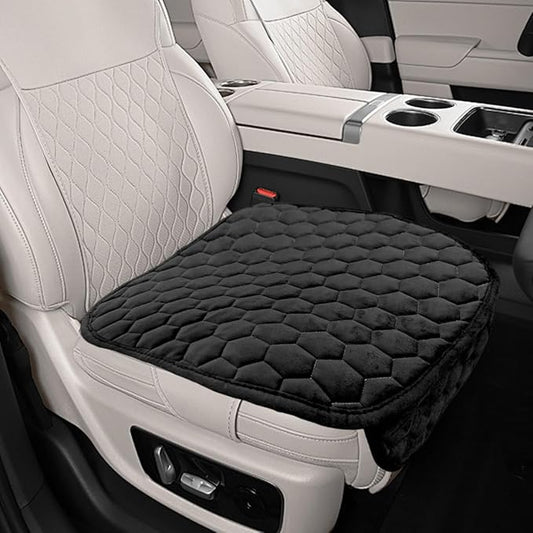 Car Seat Cover, Soft Plush Auto Bottom Seat Covers, Anti Slip Vehicle Front Seat Cushion Protector, Comfortable Car Interior Seats Pad Mat Accessories for Sedan, SUV, Truck (Black)