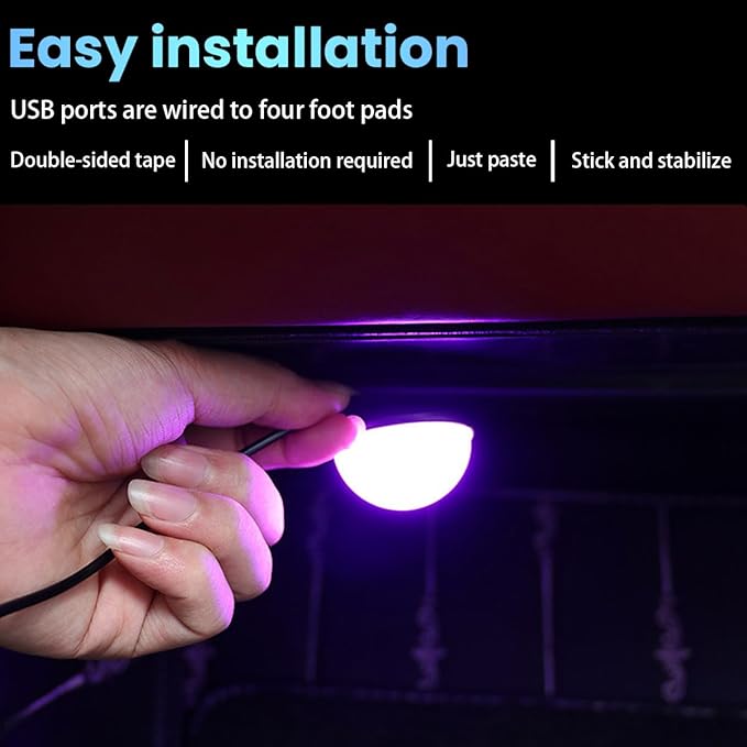 BESULEN Car Interior LED Lights, Automotive Ambient Neon Light Kit with USB Port, Car Accessories, Gifts for Men and Women, 4 in 1 Decoration Lights for Car, Garden, Home, Party（Green）