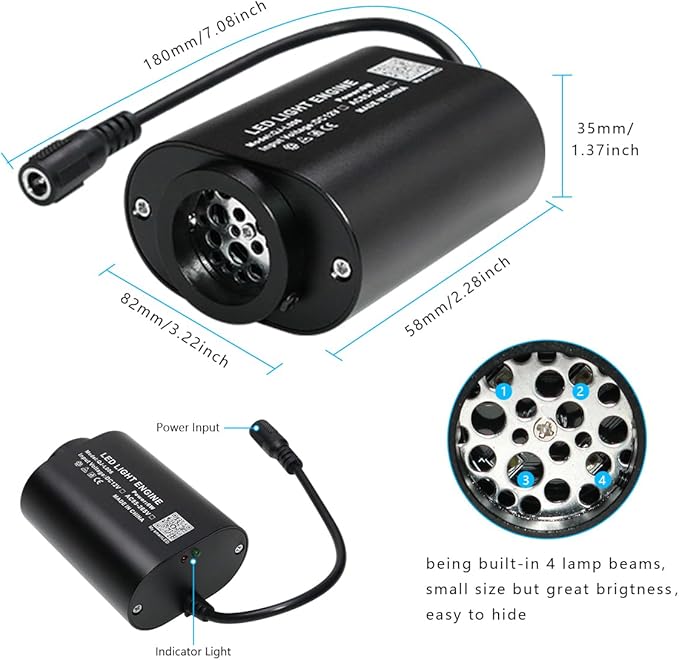 AZIMOM Mini 6W Twinkle 600pcs Fiber Optic Starlight Headliner Kit for Car Home 0.03in 9.8ft End Glow Fiber Strands Sound-Activated APP& Remote Control Starlight Engine
