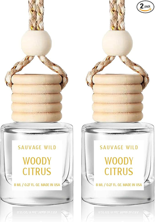 C Classy Car Air Freshener Hanging 2 Pack, Woody Citrus Essential Oil Diffuser, Long-Lasting Fragrance, Cute Car Accessories for Women & Men, Made in USA