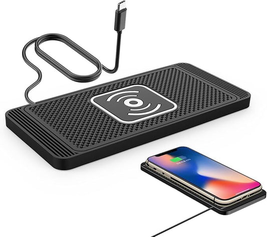 Car Wireless Charger Pad for Toyota Tacoma SR5, Fast 15W Slim Qi Wireless Charging Pad with USB/Type-C Cable Non-Slip Charging Mat for Car,15W-Type-c