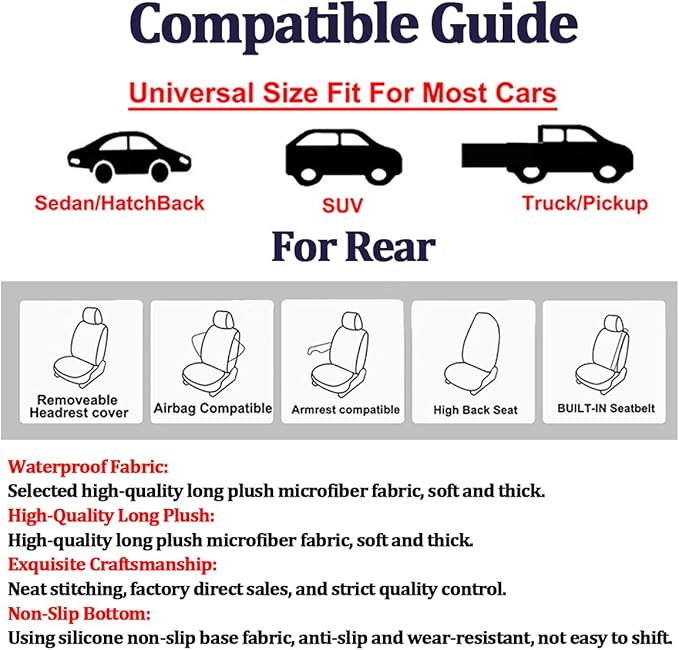 Car Towel Seat Cover, Performance Microfiber Washable Non Slip Vehicle Front Seat Covers, Sweatproof Automotive Interior Chair Protectors, Universal for SUV Automobile Truck (White)
