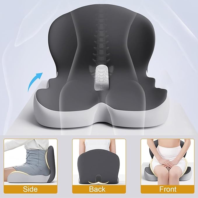 Back and Seat Cushion, Trucker Seat Cushions for Long Sitting, Car seat Cushion with Back Support, Seats Cushions for Lumbar Pain and Supporting The HIPS, Trucker Essentials (G)