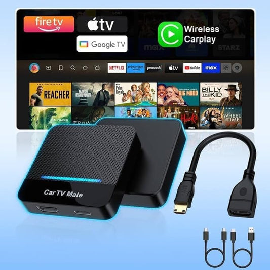 Car TV Mate-HDMl Multimedia Adapter for Fire TV Stick/Google T V Sticks/Game Consoles/Screen Throwers,2 in 1 Carplay T V Adapter with HDMI and USBC Port for iPhone, Convert Wired to Wireless Car Play