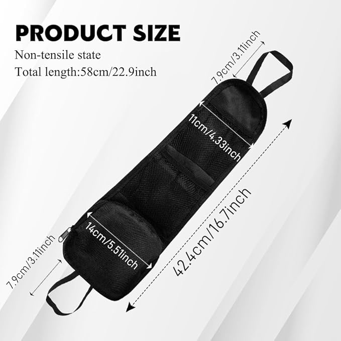 2PCS Car Seat Side Organizer, Seat Side Storage Pocket, Multifunctional Mesh Net Pocket, Car Multi-Pockets Backseat Organizer Side Hanging Bag for Storage Coins, Cell Phones (Black, 2PCS)