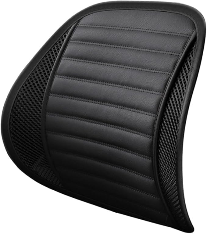 Leather Lumbar Support Seat Cushion with Mesh Breathable Car Seat for Lower Back Pain, Ergonomic Backrest for Office Chairs Car(Blue)