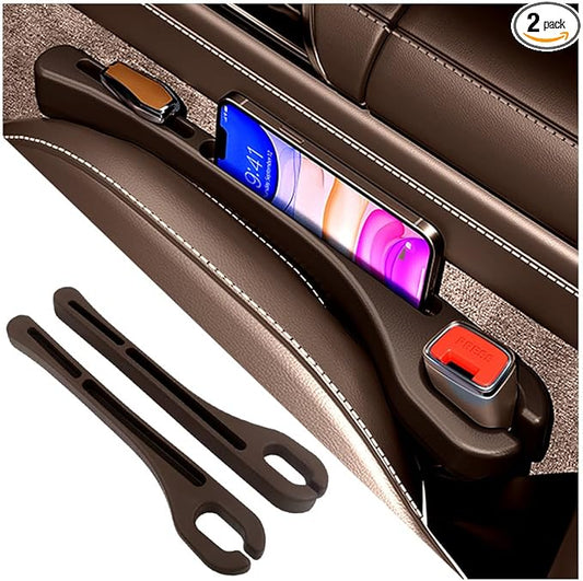 2PCS Car Seat Gap Filler Organizer with Phone Holder,[Upgrade Version] Car Seat Gap Organizer for Prevent Falling,Essential Car Accessories Car Side Seat Gap Filler (Brown)