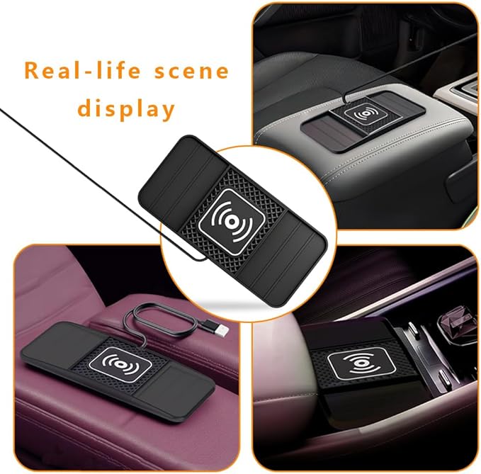 Wireless Charging Pad for Car for Mazda CX-50 2023-2026, DIY Trim-to-Fit Slim Non Slip Fast Charger Car Wireless Charging Pad 30CM Cable,B 30cm USB Plug Cable