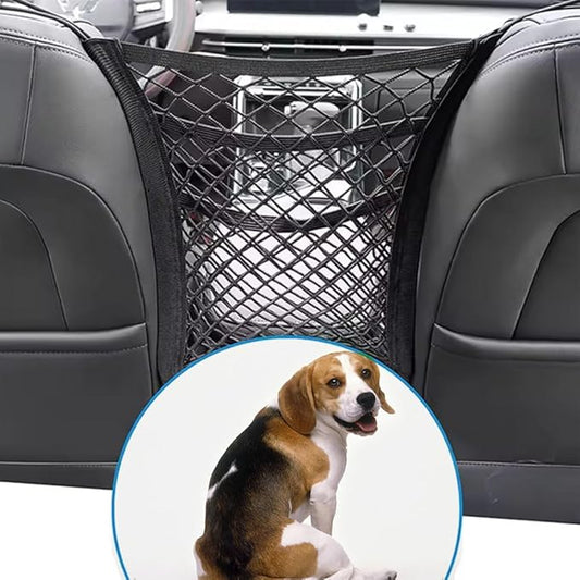 3-Layer Car Mesh Organizer, Dog and Kid Pet Barrier, Seat Back Net Bag Holder, Storage Organizer, Cargo Tissue Handbag Purse Holder, Driver Storage Netting Pouch
