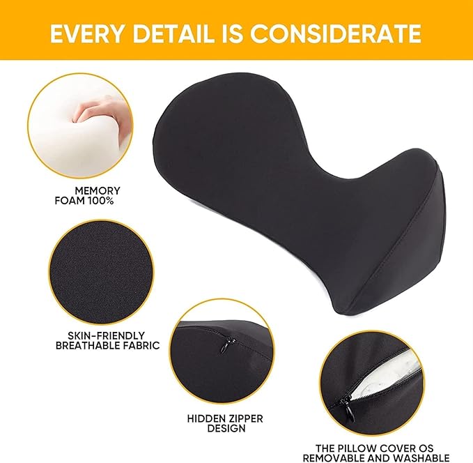 Memory Foam Car Seat, Car Lumbar Support Pillow Tailbone Support Cushions, Back Pad Massager Waist Cushion for Car Seat, Office Chair(1 Gray)