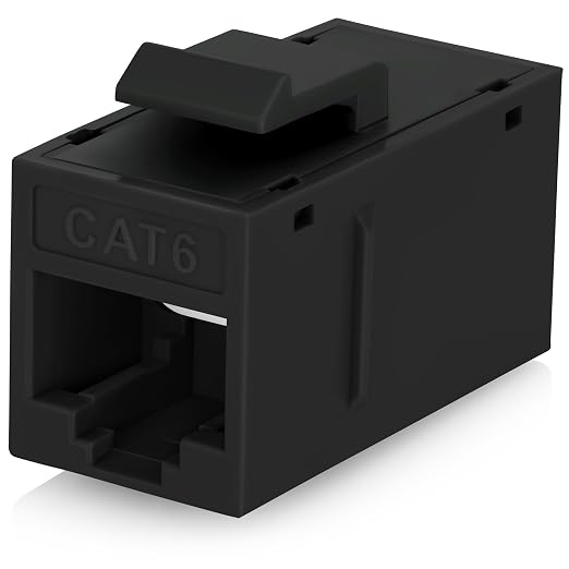 Everest Cat6 RJ45 Keystone Coupler in Black