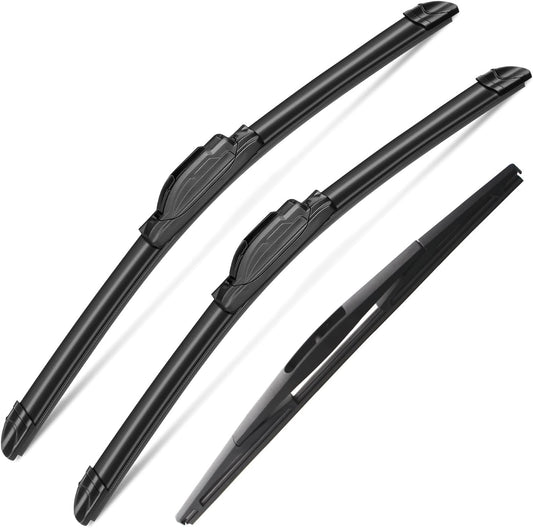 3 Wipers Blades for 2005-2012 Nissan Pathfinder, 2005-2015 Nissan Xterra, Mazda 3 2014-2018 Windshield Wiper Blades Original Equipment Replacement Front and Rear- 24"/18"/12B" (Pack of 3) J- HOOK