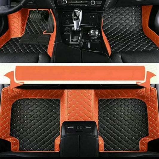 Car Floor Mats Automotive Floor Mats Vehicle Specific All Weather Protection Custom Compatible with Most of 98% Cars SUVs (Orange and Black)