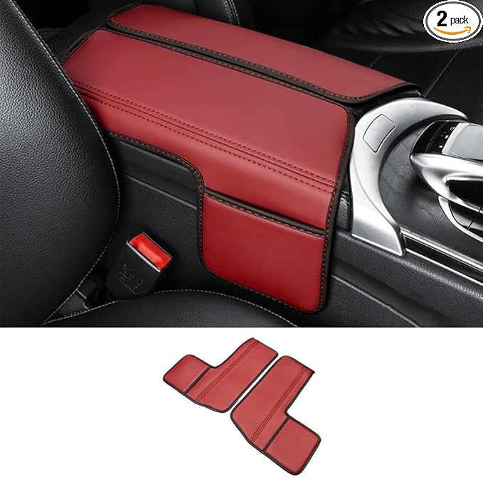 Center Console Cover Compatible with Mercedes Benz E Class W213 E200 E250 E300 E400 E450 2017-2023 and GLS Class C257 CLS450 2019-2023 Armrest Cover Pad Leather Cushion Protector with Pocket